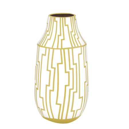 Imagem de Vaso Decorativo em Cerâmica Linhas 29cmx15cm Mart Collection Branco/Dourado