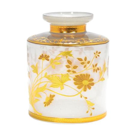 Imagem de Vaso Decorativo em Cristal Branco com Detalhes em Dourado - 13x10x10cm - Elegância Intemporal em Vasos de Luxo - Design Exclusivo!
