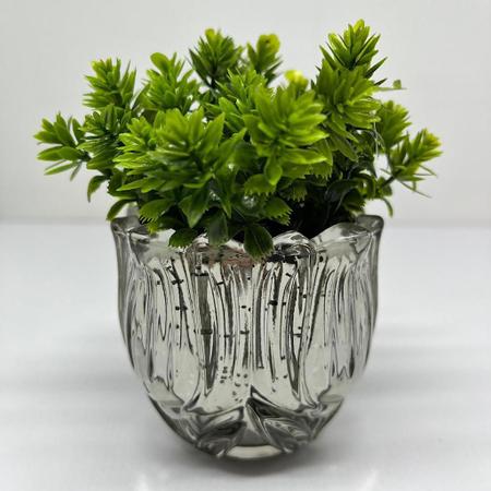 Imagem de Vaso decorativo luxo de vidro trabalhado na cor prata