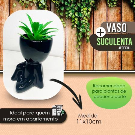 Imagem de Vaso Decorativo P/Suculentas Decorativo + Suculenta Artificial