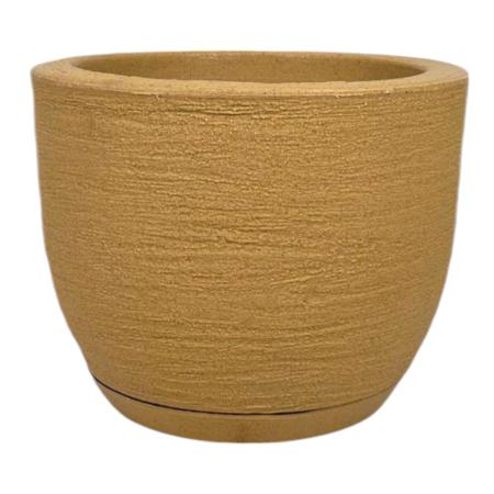 Imagem de VASO DECORATIVO PARA PLANTAS E FLORES CONE REDONDO MODELO GRAFIATO COM PRATO COLETOR TAMANHO  30x33