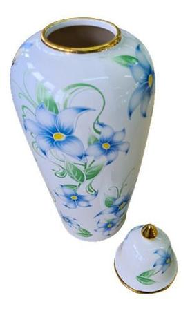 Imagem de Vaso Decorativo Porcelana Azul Branca Verde Amarelo 45 X 17