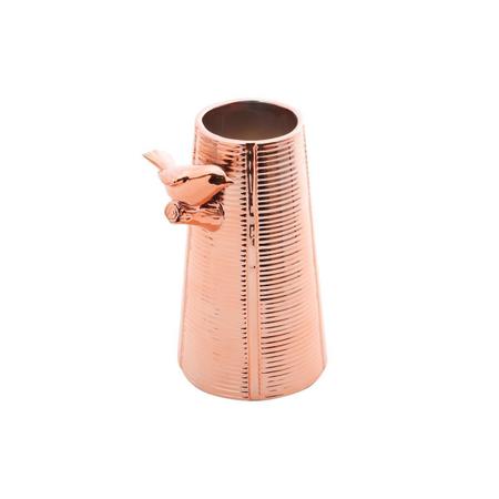 Imagem de Vaso decorativo solitário 14,50 cm de cerâmica rosé gold Bird Prestige - 25671