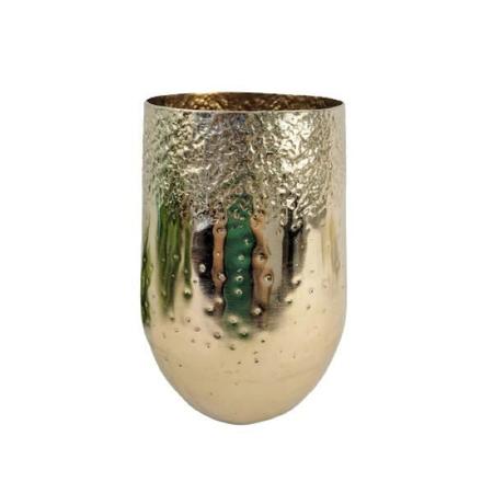 Imagem de Vaso Dourado De Metal 28X18X18Cm Martelado Decorativo