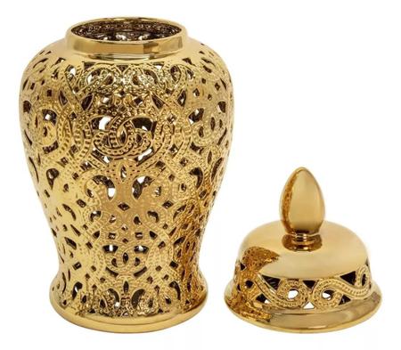 Imagem de Vaso Dourado Decorativo Porcelana Chinesa 36x19