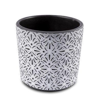 Imagem de Vaso em ceramica branco e preto com detalhes trabalhados