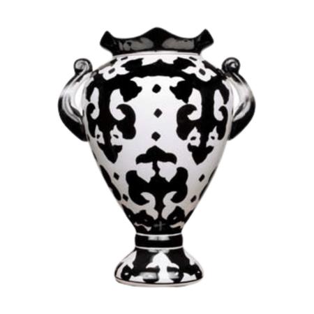 Imagem de Vaso em cerâmica Dolomita acabamento Glaze cor branco e preto (21 x 16,5 x 27,5 cm)