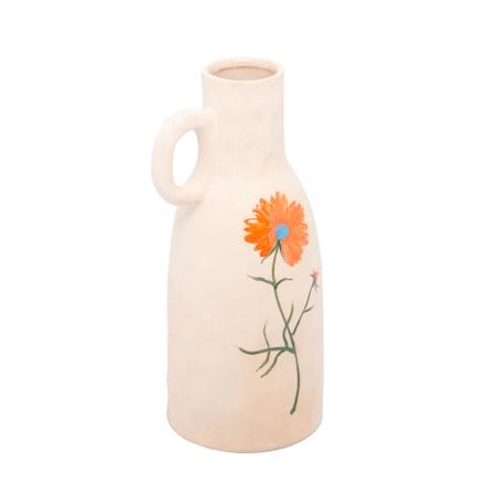 Imagem de Vaso garrafa decor de ceramica flor laranja trento wolff