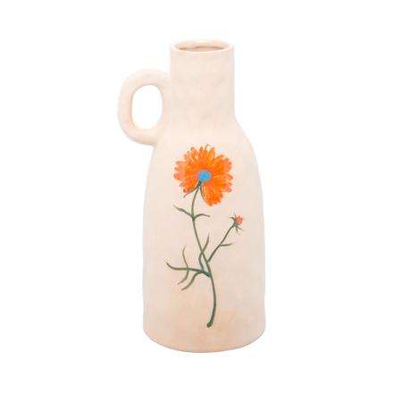 Imagem de Vaso garrafa decor de ceramica flor laranja trento wolff