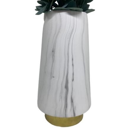 Imagem de Vaso grande alto luxo marmorizado com base dourada e planta