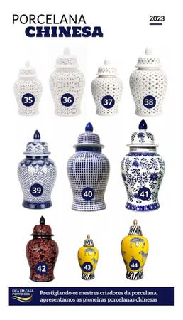 Imagem de Vaso Grande Decorativo Porcelana ul E Branca 65Cm Altura