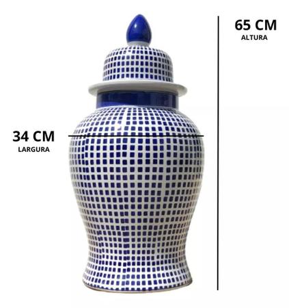 Imagem de Vaso Grande Decorativo Porcelana ul E Branca 65Cm Altura