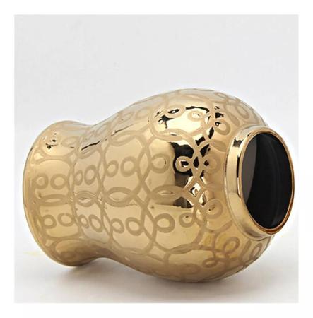 Imagem de Vaso Grande Dourado Decorativo Porcelana Chinesa 49X26