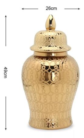 Imagem de Vaso Grande Dourado Decorativo Porcelana Chinesa 49X26