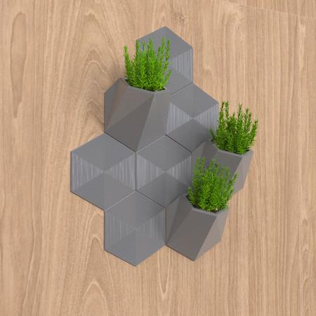 Imagem de Vaso Modular Decorativo de Parede Dupla Face Hexawall35