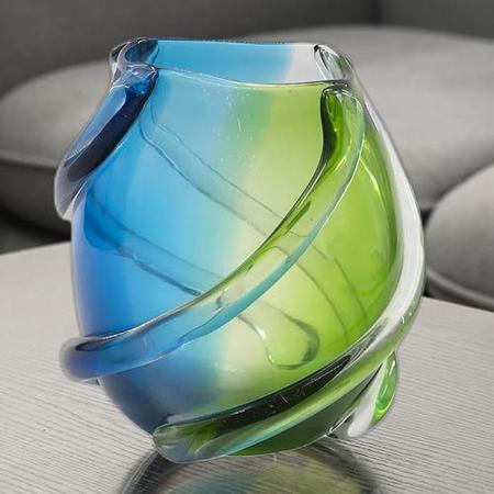 Vaso Murano Decorativo Bicolor Verde Amarelo 26 X 23 - Vacheron Imagem de Vaso Murano Decorativo Bicolor Verde Amarelo 26 X 23