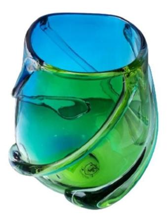 Imagem de Vaso Murano Decorativo Bicolor Verde Amarelo 26 X 23