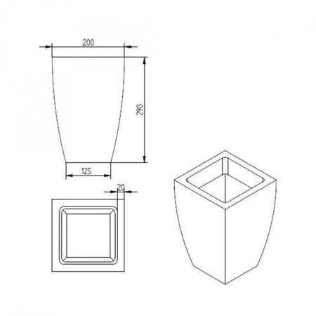 Imagem de Vaso Quadrado Moderno 29cmx20cm Japi