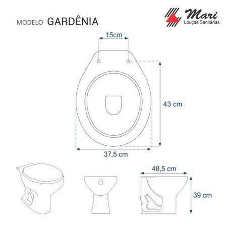 Imagem de Vaso sanitário com caixa acoplada linha Gardenia Mari