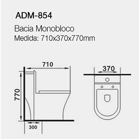 Imagem de Vaso Sanitário com Caixa Acoplada Monobloco Adamas ADM-854B Completo com Assento Soft Close