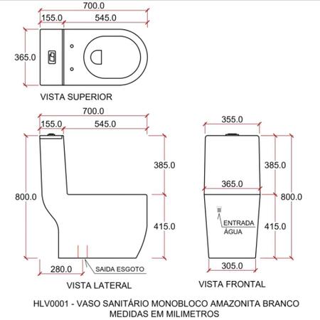 Imagem de Vaso Sanitário Monobloco Amazonita Pingoo.casa - Cinza