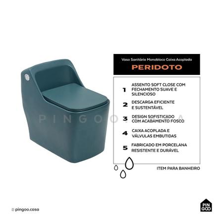 Imagem de Vaso Sanitário Monobloco Caixa Acoplada Peridoto Pingoo.casa - Verde