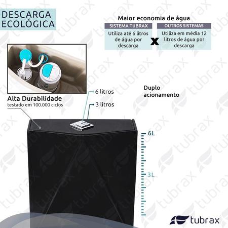 Imagem de Vaso Sanitário Monobloco Completo Caixa Acoplada Privada Preto modelo Diamante Tubrax