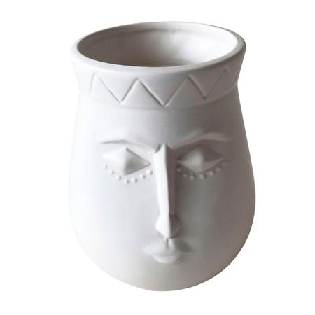 Vaso Senegal Branco Linha Faces - BTC Decor Imagem de Vaso Senegal Branco Linha Faces