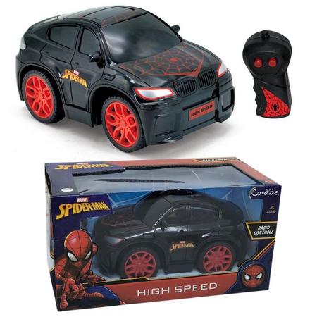 Carrinho de Controle Remoto - Spiderman - High Speed - Preto - Candide