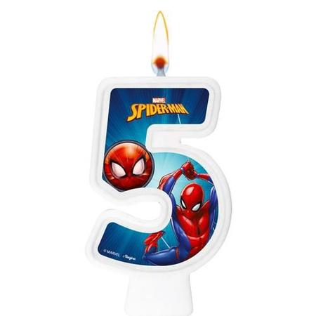 Imagem de Vela 5 anos Decoração Homem Aranha festa