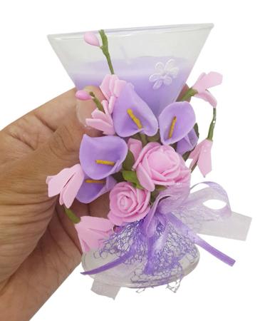 Imagem de Vela Decorativa Media Kit Com 8 Festa 15 Anos Flor Enfeite Lilas