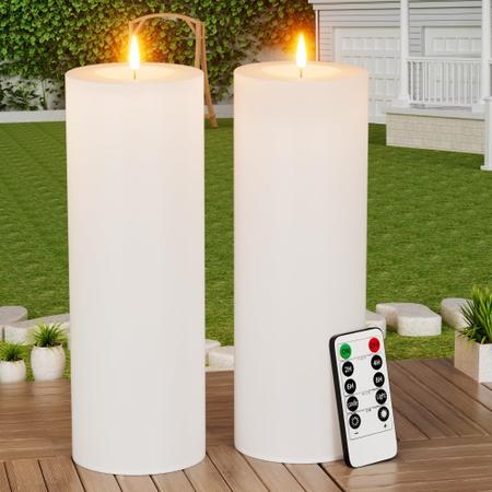 Imagem de Velas externas BUTHY 12 x 10 cm com temporizador LED à prova d'água, pacote com 2