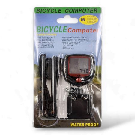 Imagem de Velocímetro Ciclocomputador C/ Fio para Bicicleta à Prova de Água Odometro + 15 Funções