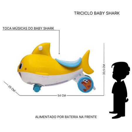 Velotrol Infantil Baby Shark Mini Carrinho Triciclo Bangtoys
