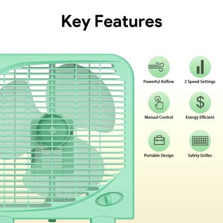 Imagem de Ventilador de caixa de 9 polegadas, ventilador de resfriamento de mesa de 2 velocidades com fluxo de ar forte, ventilador de janela pequena eficiente de energia com design compacto, ventilador de escape de cozinha portátil de circulação de ar para banh