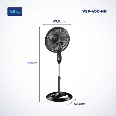 Imagem de Ventilador de Coluna Mondial Super Power 6 Pás VSP-40C-NB - 40cm 220V