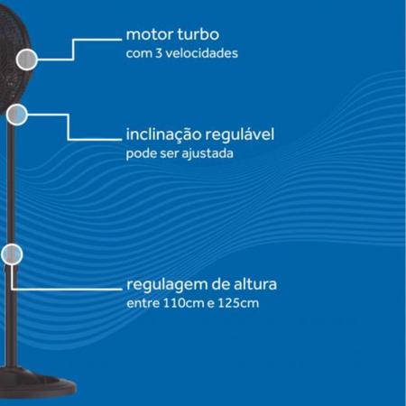 Imagem de Ventilador de Coluna Turbo 6 Pás 40cm Preto 220 Volts Premium - 3851 - VENTISOL