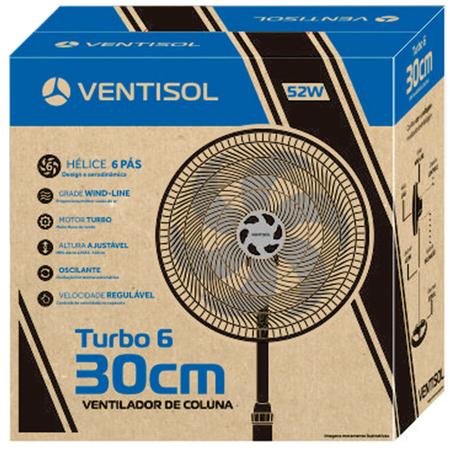 Imagem de Ventilador de Coluna Turbo 6 Pás 40cm Preto 220 Volts Premium - 3851 - VENTISOL