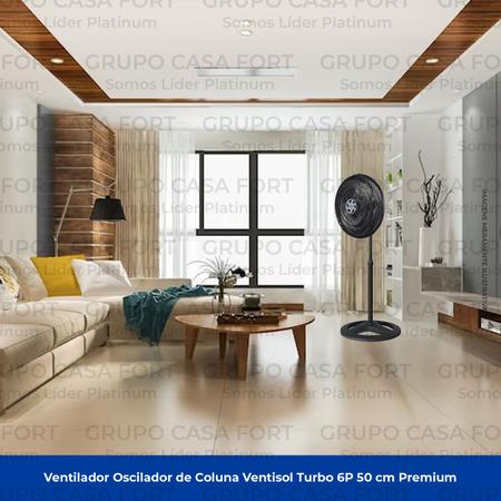 Imagem de Ventilador De Coluna Turbo 6 Pás 50cm Preto Ventisol 220v