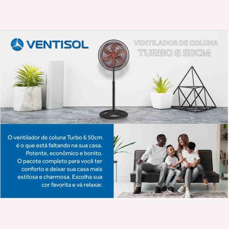 Imagem de Ventilador de coluna ventisol 6pás com 50cm preto/bronze