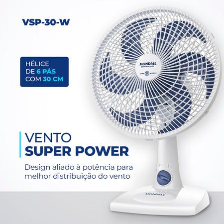 Imagem de Ventilador de Mesa Mondial 6 Pás Super Power Branco VSP-30-W - 30cm 127V
