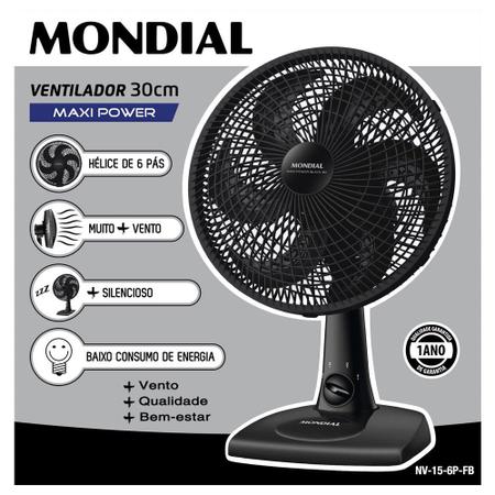 Imagem de Ventilador de Mesa Mondial Maxi Power 30cm 6 Pás 3 Velocidades NV-15