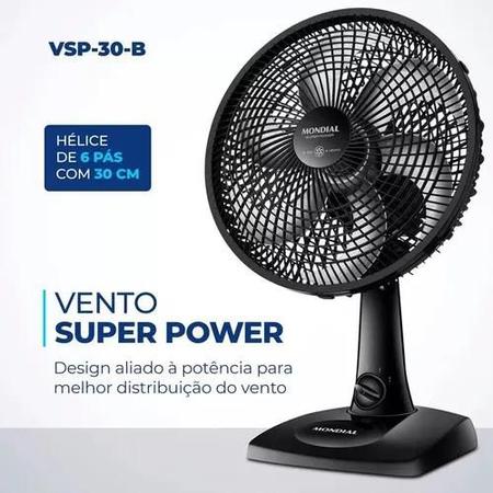 Imagem de Ventilador de Mesa Mondial Super Power VSP-30-B 30cm 220v 3 Vel. - Preto