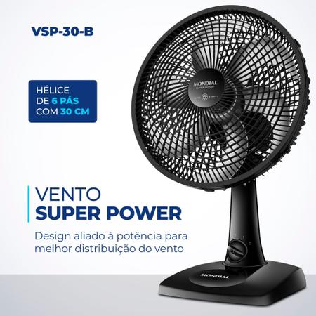 Imagem de Ventilador de Mesa Mondial Super Power VSP-30-B 30cm 3 velocidades 220V
