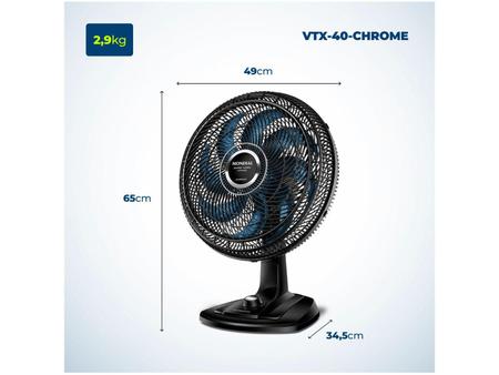 Imagem de Ventilador de Mesa Mondial Super Turbo VTX-40 Chrome 40cm 8 Pás 3 Velocidades