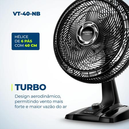 Imagem de Ventilador de Mesa Mondial - Turbo 06 Pás - VT-40-NB