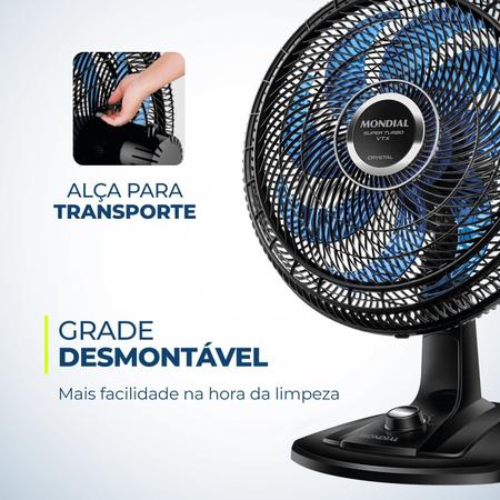 Imagem de Ventilador de Mesa Super Turbo 8 Pás 140w 220v Vtx-40-crystal Mondial Preto