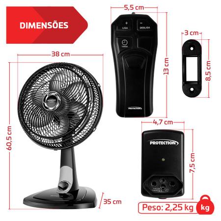 Imagem de Ventilador De Mesa Turbo 30cm 6 Pás 127v Com Controle Remoto Pt-370