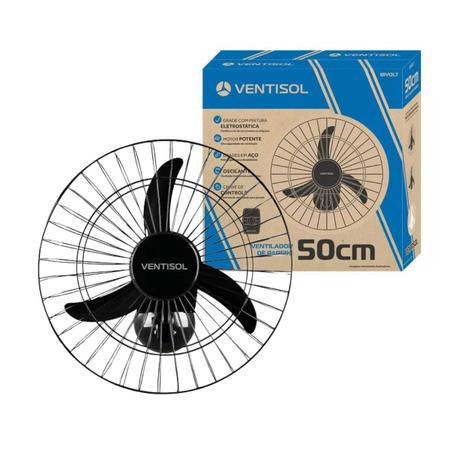 Imagem de Ventilador de Parede Oscilante 50CM 3P Aço Preto 220V