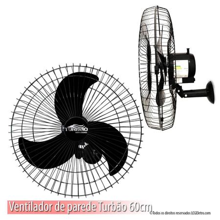 Imagem de Ventilador de Parede Turbão 60cm Bivolt Preto Oscilante 200w Lcg Eletro